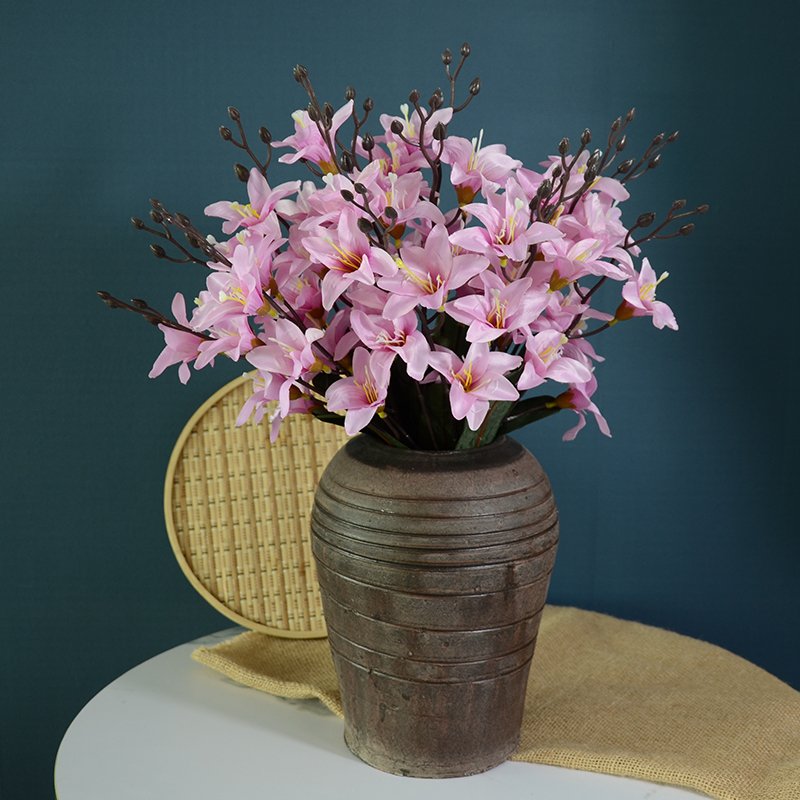 Hot Sale New Product Artificial 20 Heads Small Lily Bouquet Real Touch Silk Wedding Bridal Bouquets