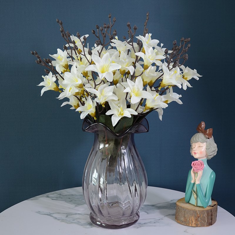 Hot Sale New Product Artificial 20 Heads Small Lily Bouquet Real Touch Silk Wedding Bridal Bouquets