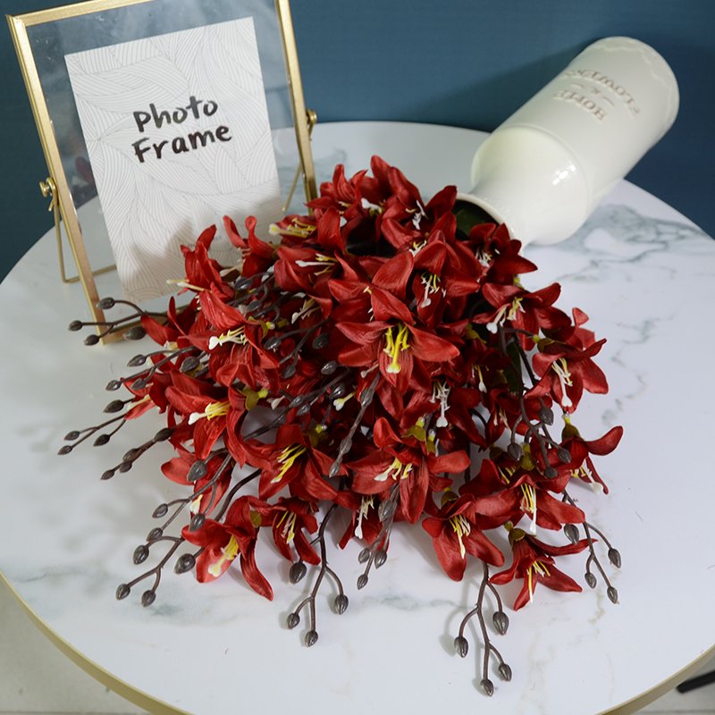 Hot Sale New Product Artificial 20 Heads Small Lily Bouquet Real Touch Silk Wedding Bridal Bouquets
