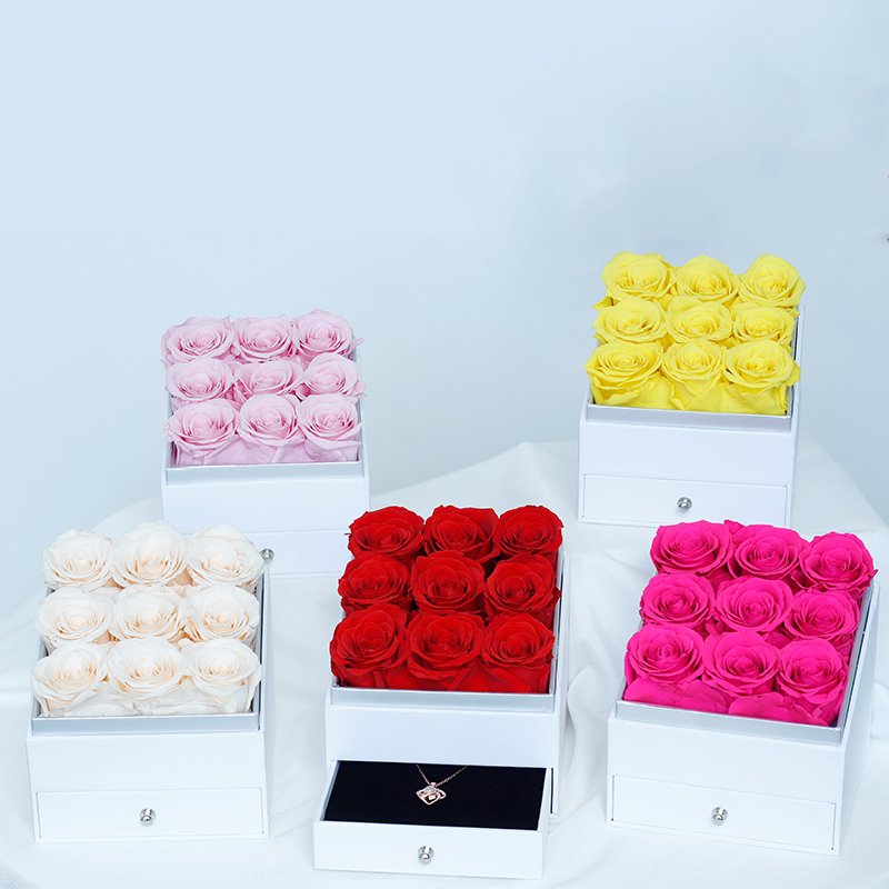 Factory Direct Valentine Christmas Mother Day Gifts Long Stem Lift Real Natural Preserved Roses Eternal Preserved Flowers in Box