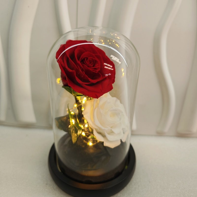 Amazon Hot Selling Preserved Rose in Glass Dome with Gift Box for Christmas Decor Everlasting Forever Eternal Rose