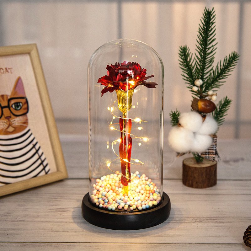 Long Lasting Valentine's Day Preserved Flower Eternal Red Rose in Glass Dome for Mother's Day Gifts