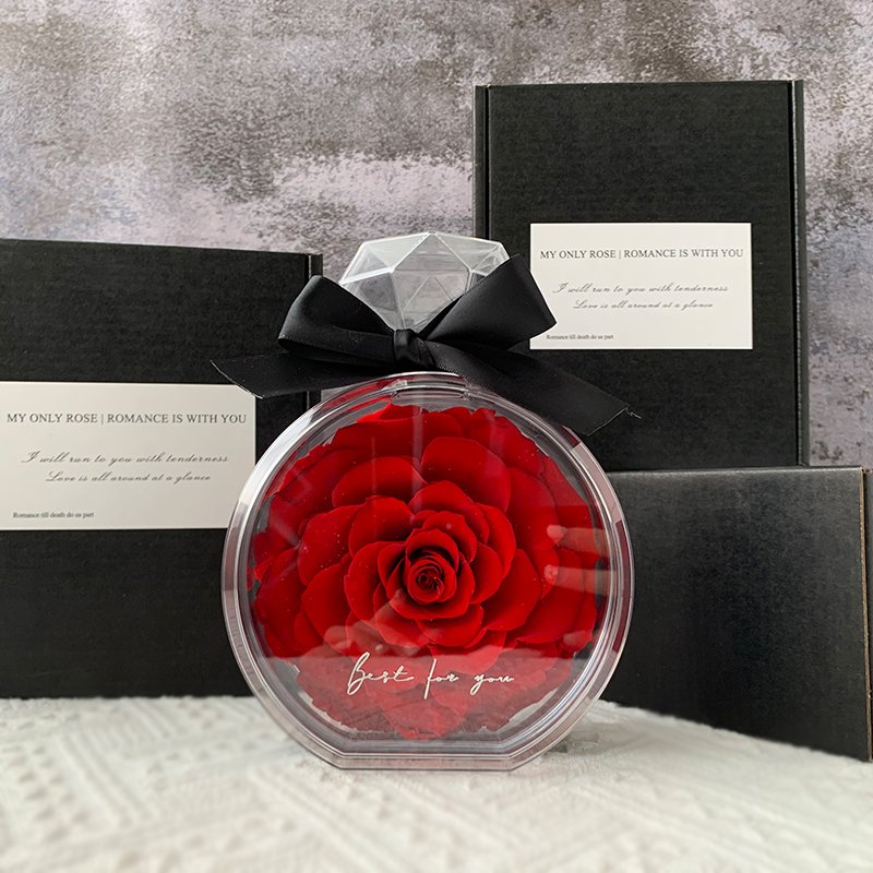 wholesale Home Decor Valenrtine Day Gift Handmade Preservation Roses with Long Stem Real Roses Preserved Flowers Perfume Bottle