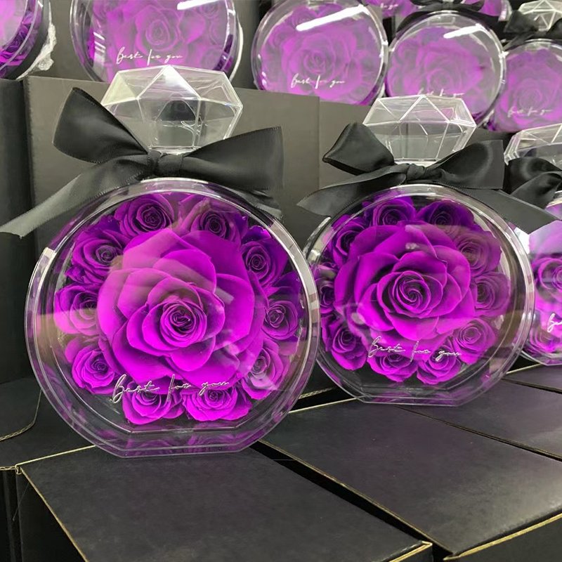 wholesale Home Decor Valenrtine Day Gift Handmade Preservation Roses with Long Stem Real Roses Preserved Flowers Perfume Bottle