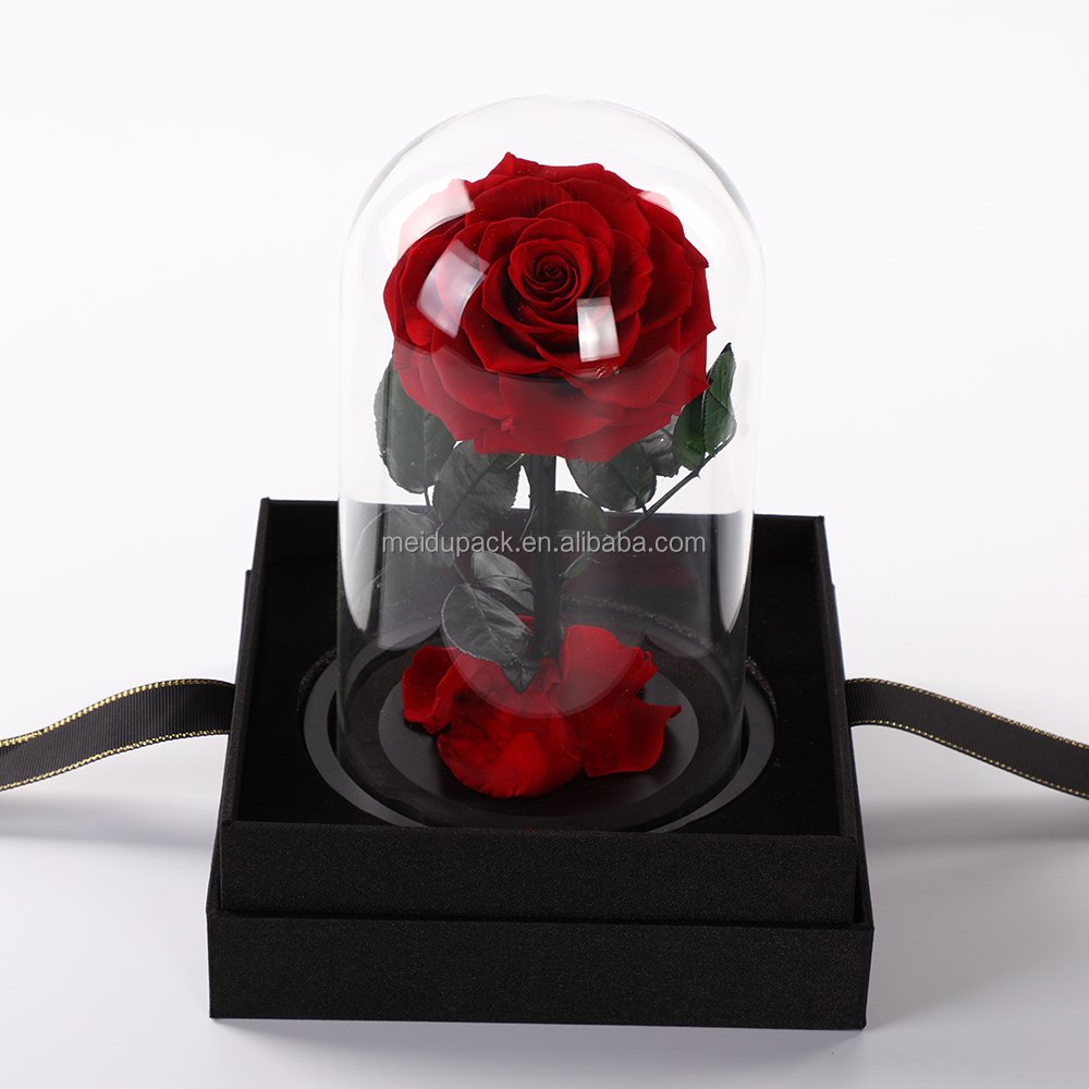 Three Preserved Flower Valentine's Day Gifts Ideas Enchanted Led Lights In Glass Dome Eternal Rose Ornaments
