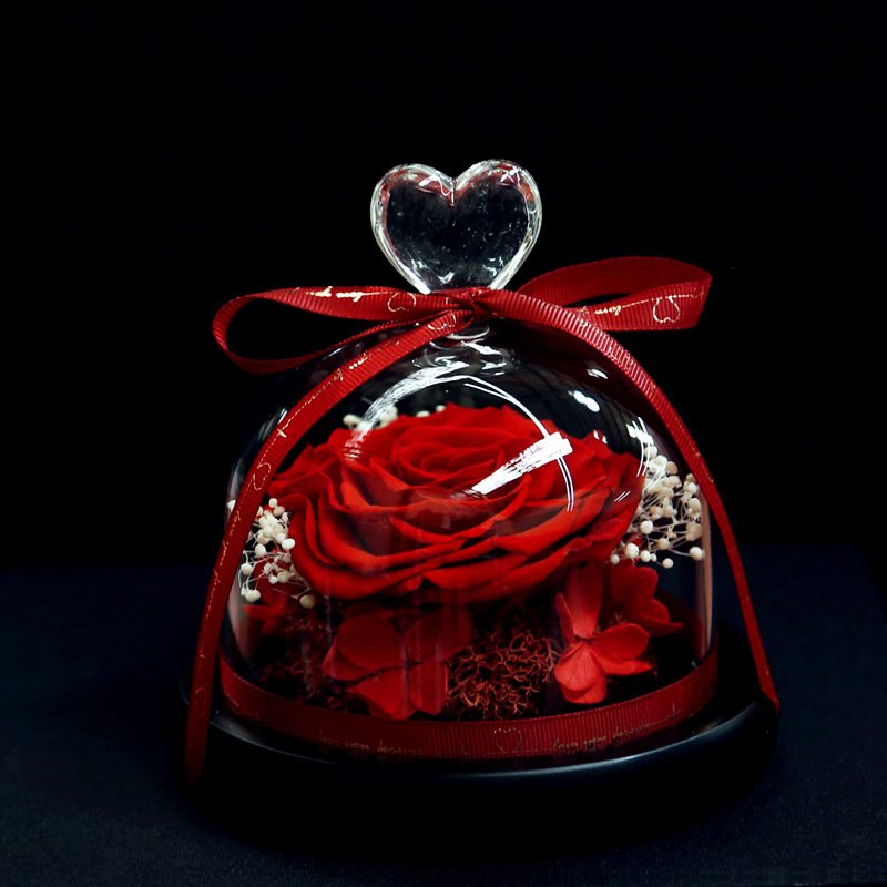 AYOYO OEM rose Preserved flowers finished colorful rose love glass cover lover's Mother's Day gift