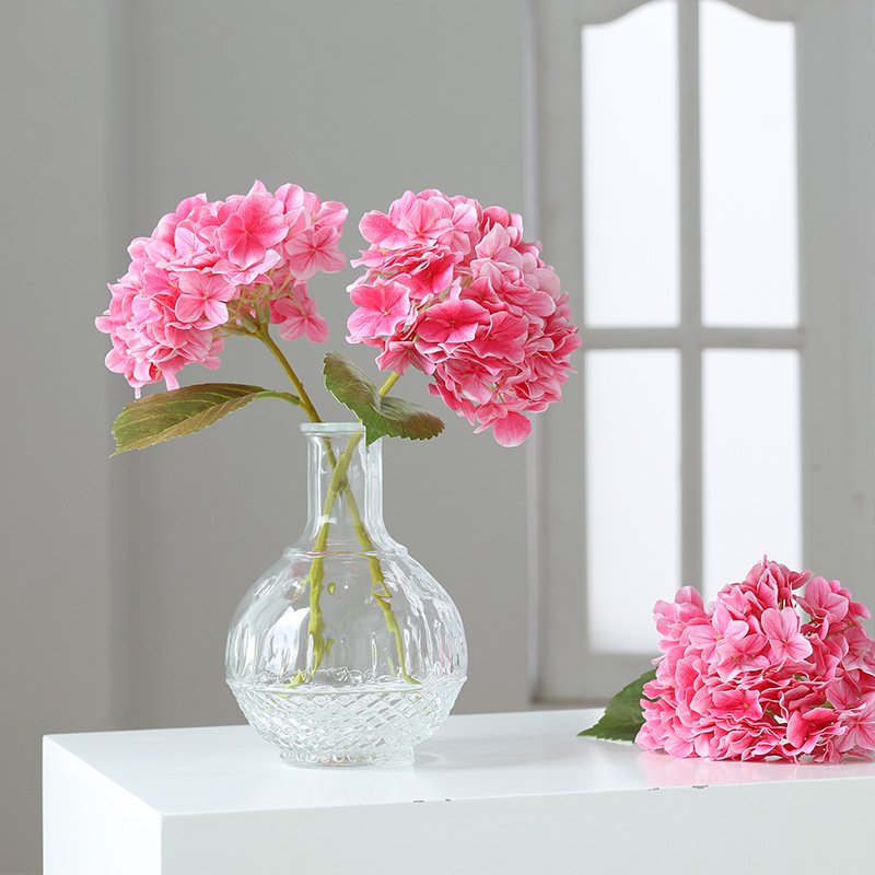 Wholesale high quality real touch stem forever beautiful flower plant single hydrangea flowers