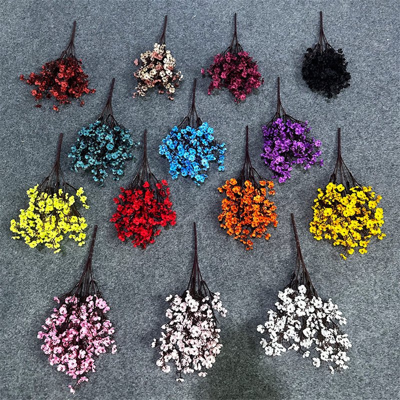 5 Branches Small Silk Cherry Blossom Artificial Silk Babysbreath Home Decor Flowers Arrangements