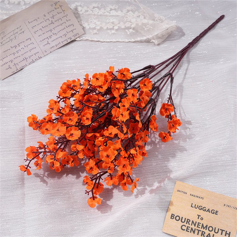 5 Branches Small Silk Cherry Blossom Artificial Silk Babysbreath Home Decor Flowers Arrangements