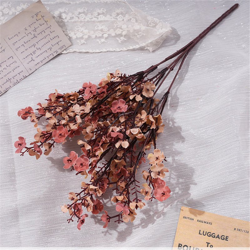 5 Branches Small Silk Cherry Blossom Artificial Silk Babysbreath Home Decor Flowers Arrangements