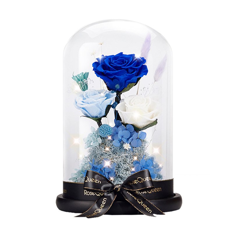Preserved Flower Rose Gift Box Glass Cover Valentine Mother's Christmas Day Hot Sale