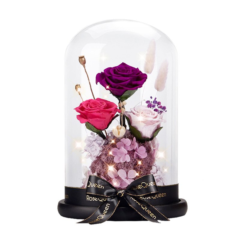 Preserved Flower Rose Gift Box Glass Cover Valentine Mother's Christmas Day Hot Sale