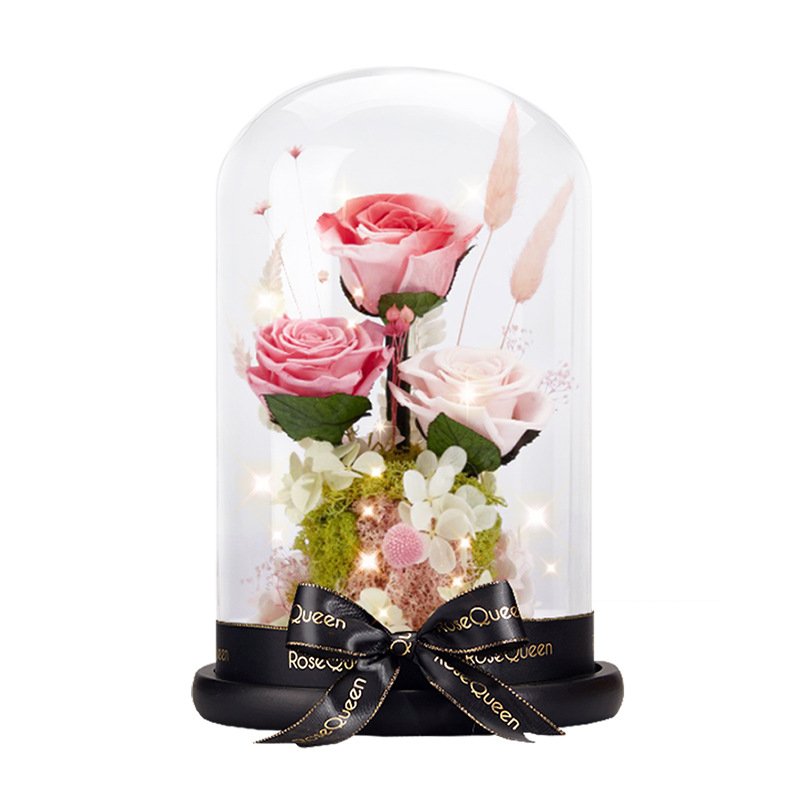 Preserved Flower Rose Gift Box Glass Cover Valentine Mother's Christmas Day Hot Sale