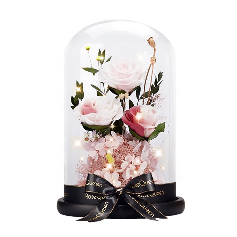 Preserved Flower Rose Gift Box Glass Cover Valentine Mother's Christmas Day Hot Sale