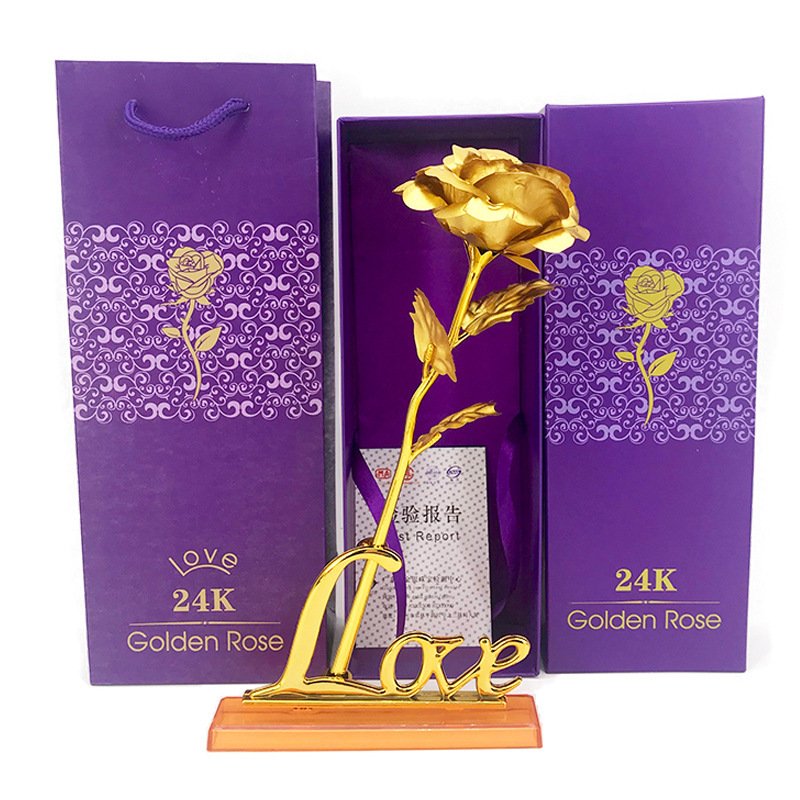 Girlfriend Mom Gift Unite Stone 24k Gold Red Rose Al Por Mayor Artificial Flowers