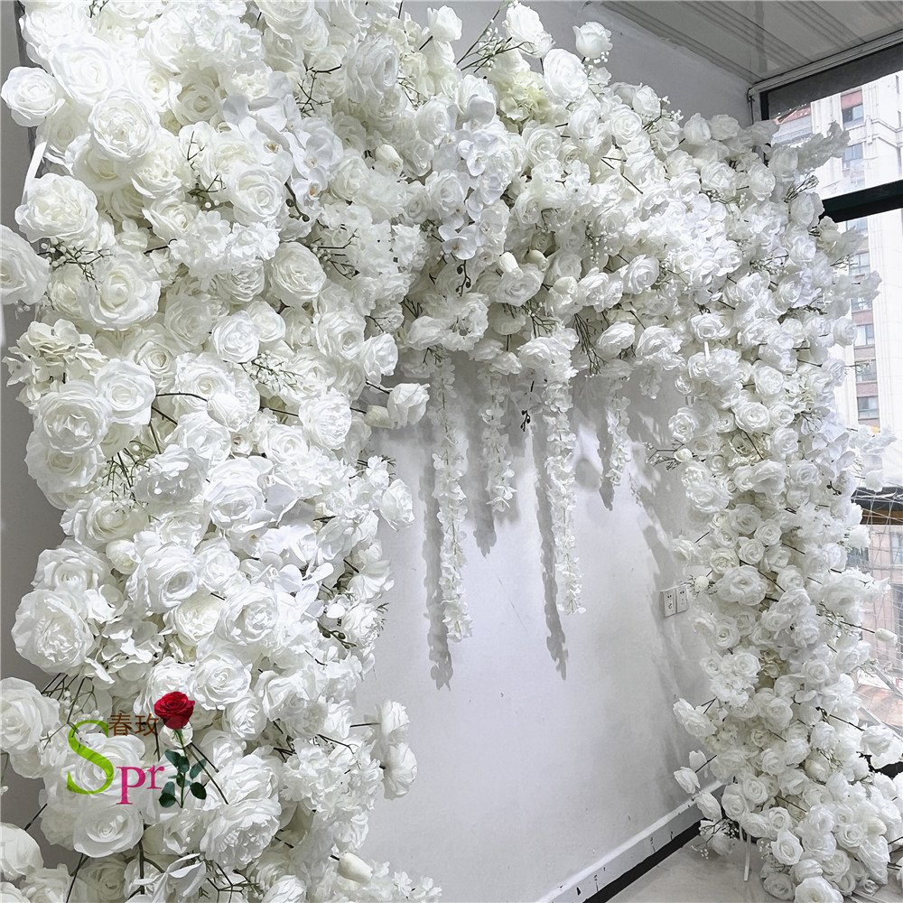 SPR bridal bouquet wholesale Wedding scene silk artificial rose flower wall panel decoration customized preserved flower arch