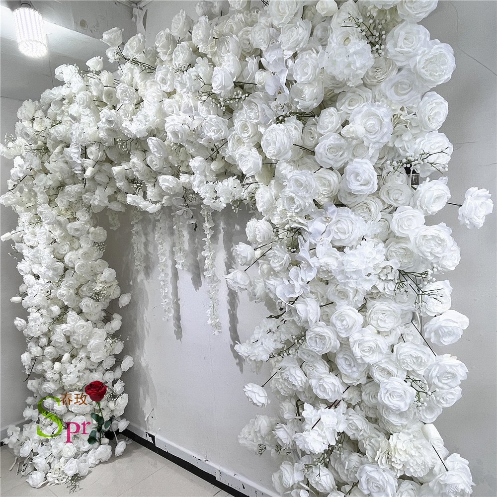 SPR bridal bouquet wholesale Wedding scene silk artificial rose flower wall panel decoration customized preserved flower arch