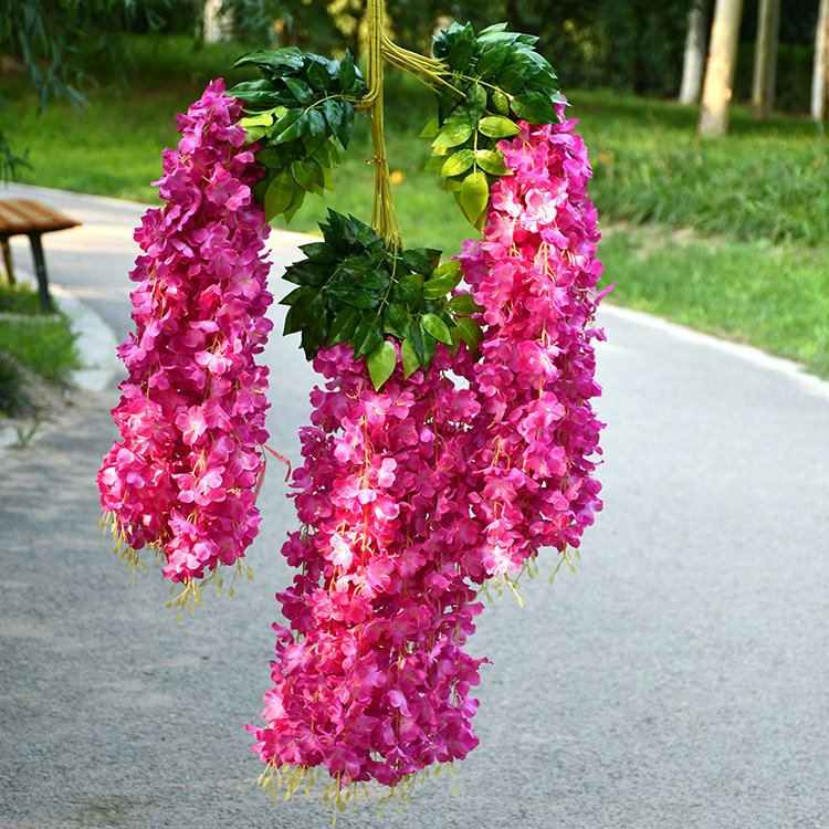 M548 Wholesale silk white wisteria hanging flowers vine garland wisteria flower for wedding tree wall decoration