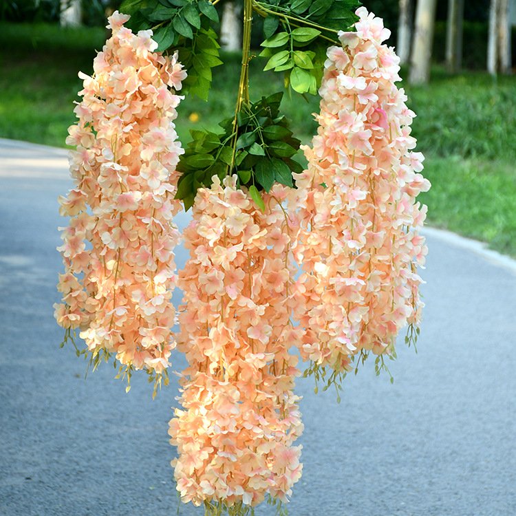 M548 Wholesale silk white wisteria hanging flowers vine garland wisteria flower for wedding tree wall decoration