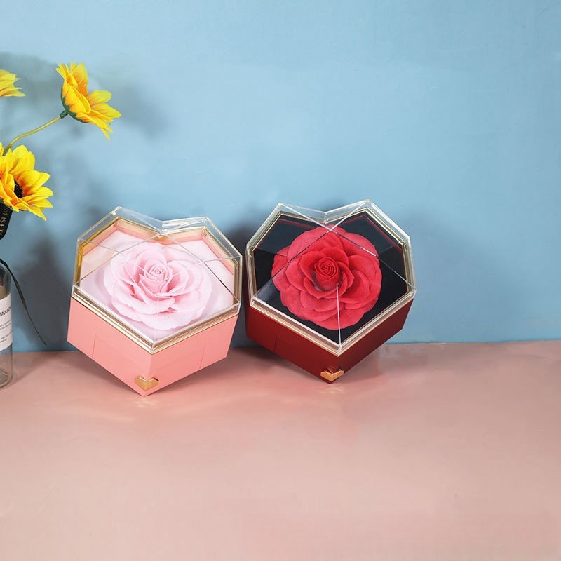 Eternal Preserved Flower Rose Jewelry Box Angel Wing Necklace Mother's Day Valentine's Day Anniversary Gift Mom Wife Girlfriend