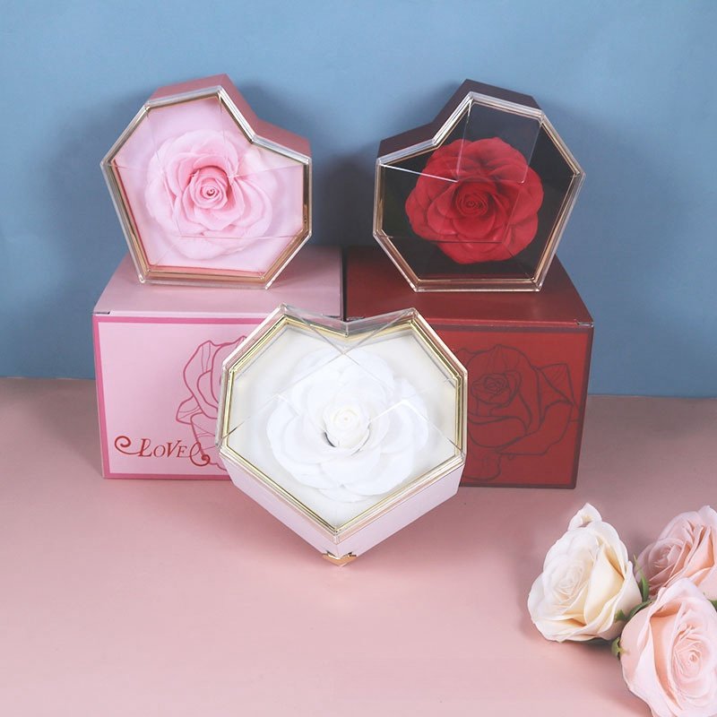 Eternal Preserved Flower Rose Jewelry Box Angel Wing Necklace Mother's Day Valentine's Day Anniversary Gift Mom Wife Girlfriend