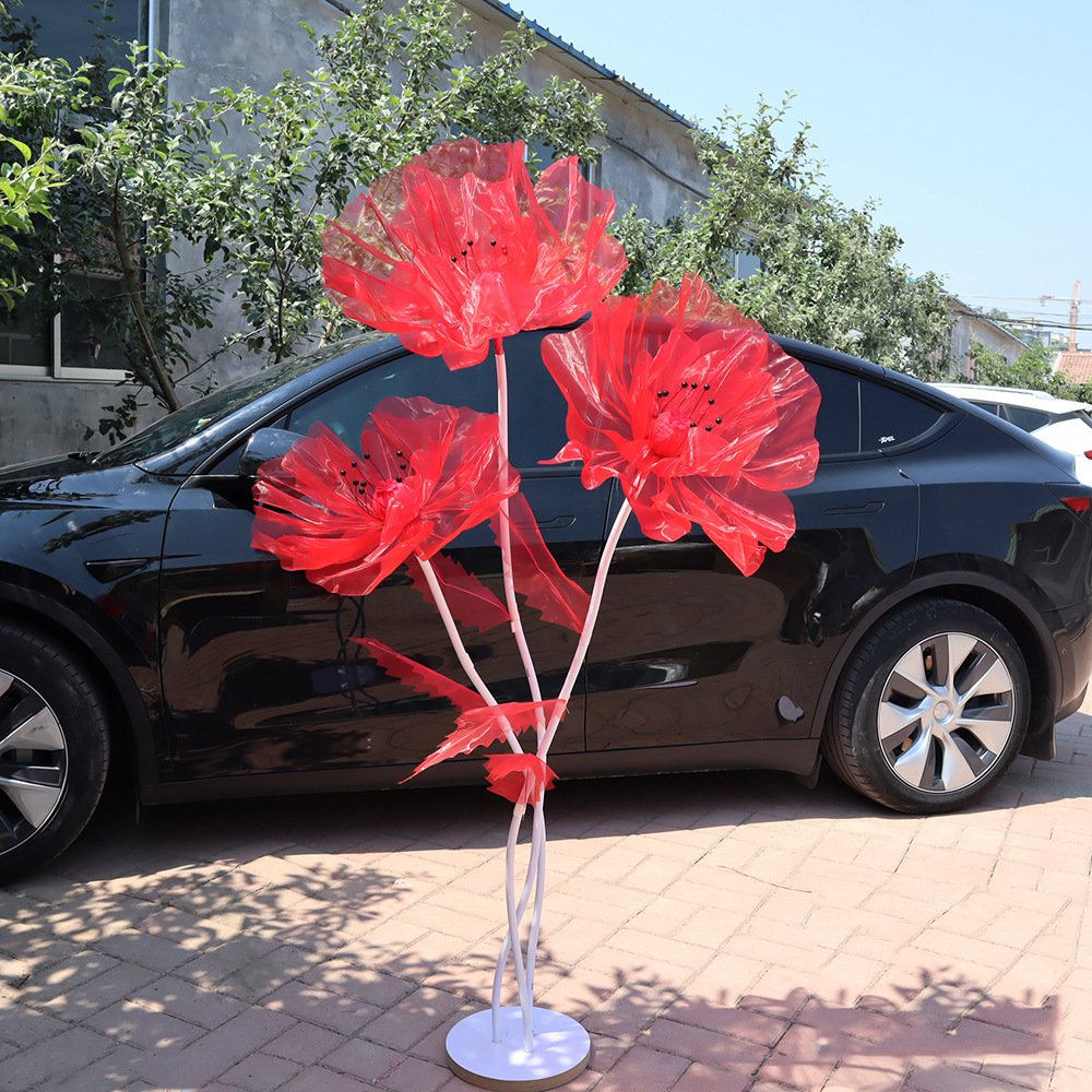 Artificial Large Silk Poppy Flower Wedding Outdoor Decoration Party Accessories Photography Backdrop Natural Preserved Flowers