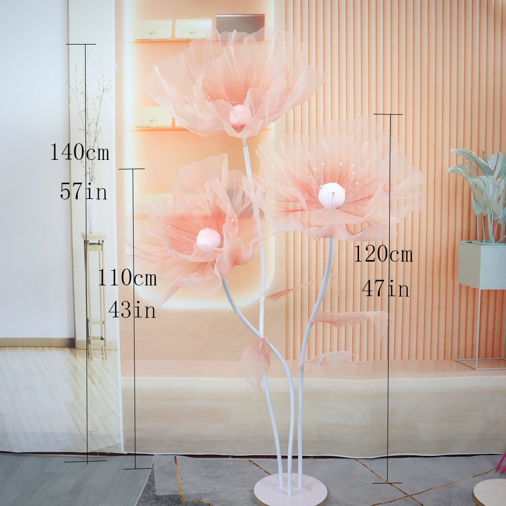 Artificial Large Silk Poppy Flower Wedding Outdoor Decoration Party Accessories Photography Backdrop Natural Preserved Flowers