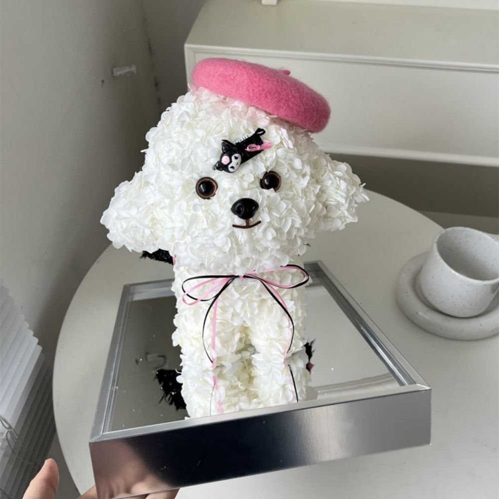 China Wholesale Maltese Dog Preserved Flower Hydrangea Cuter Than Bear Dog With Box Gift