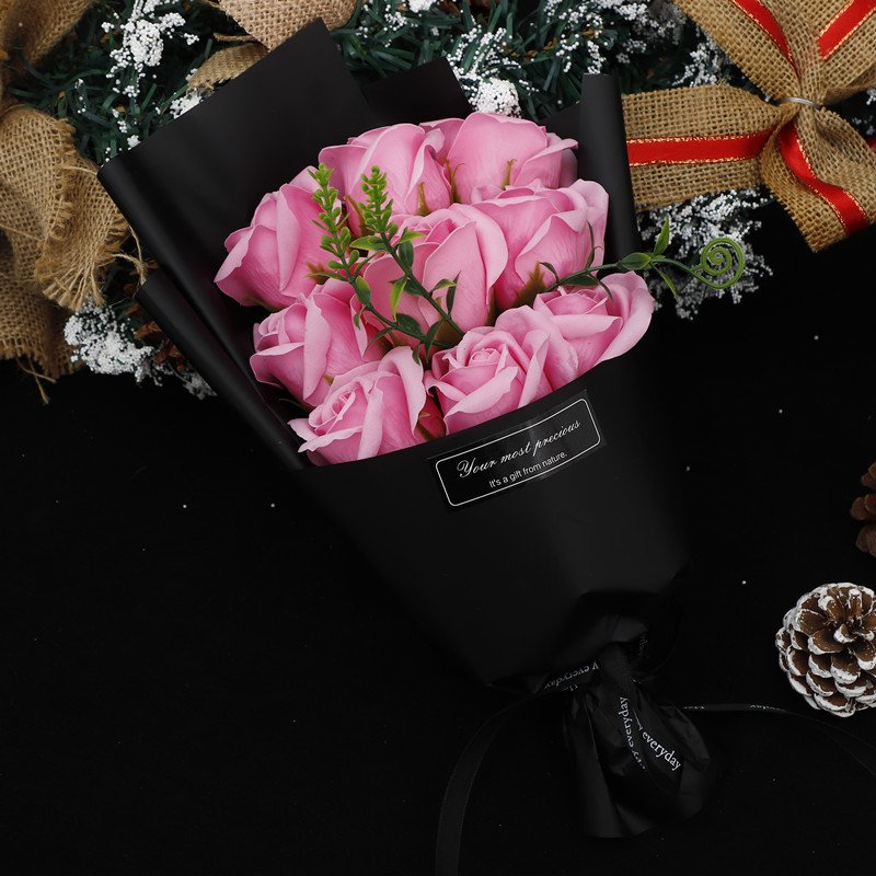 Forever Red Pink Rose Valentines Day Gift 2024 Bunch Preserved Roses Soap Artificial Flowers 2024