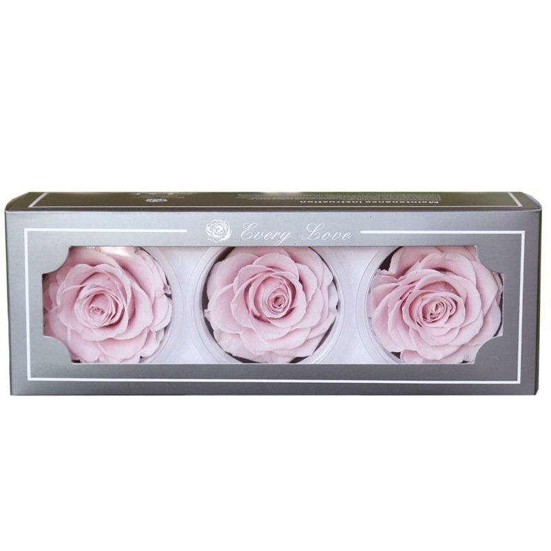 Yunnan Feishuo Hot Selling 7-8 cm Preserved Rose 3 roses one box Preserved Roses for Gifts/Birthday Decoration