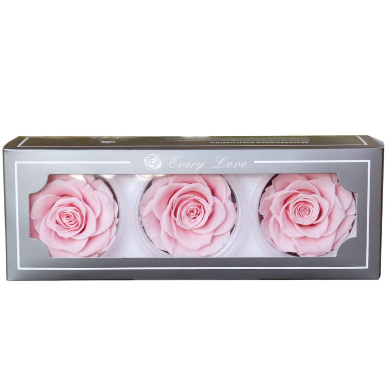Yunnan Feishuo Hot Selling 7-8 cm Preserved Rose 3 roses one box Preserved Roses for Gifts/Birthday Decoration