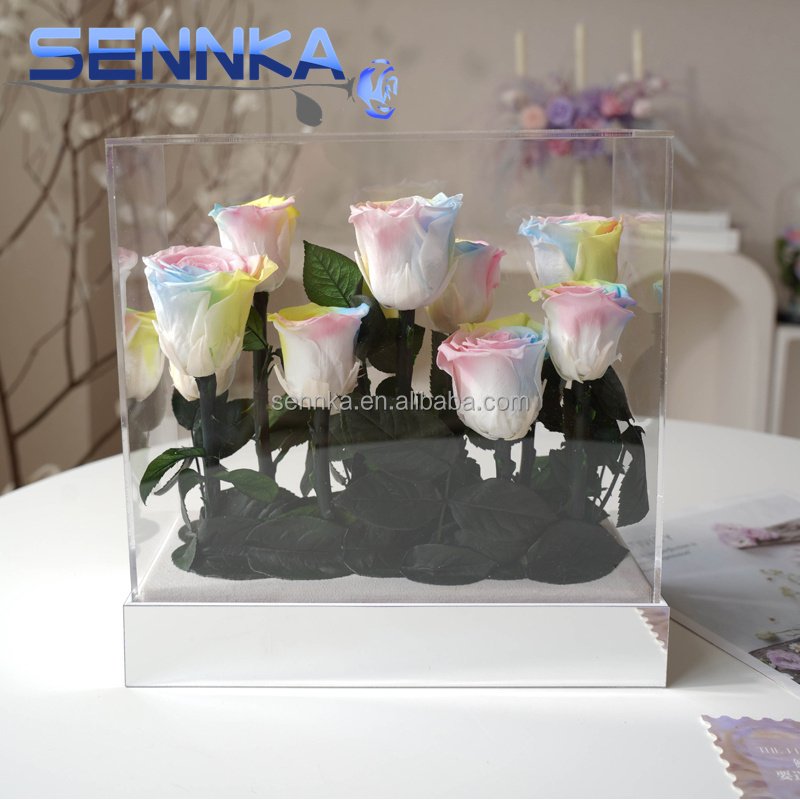 Gift Preserved Flower Box Valentine Wholesale Luxury Everlasting Stabilized Preserved Rose Bag Wedding Birthday Customized Color
