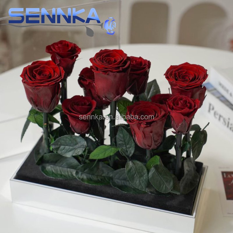 Gift Preserved Flower Box Valentine Wholesale Luxury Everlasting Stabilized Preserved Rose Bag Wedding Birthday Customized Color