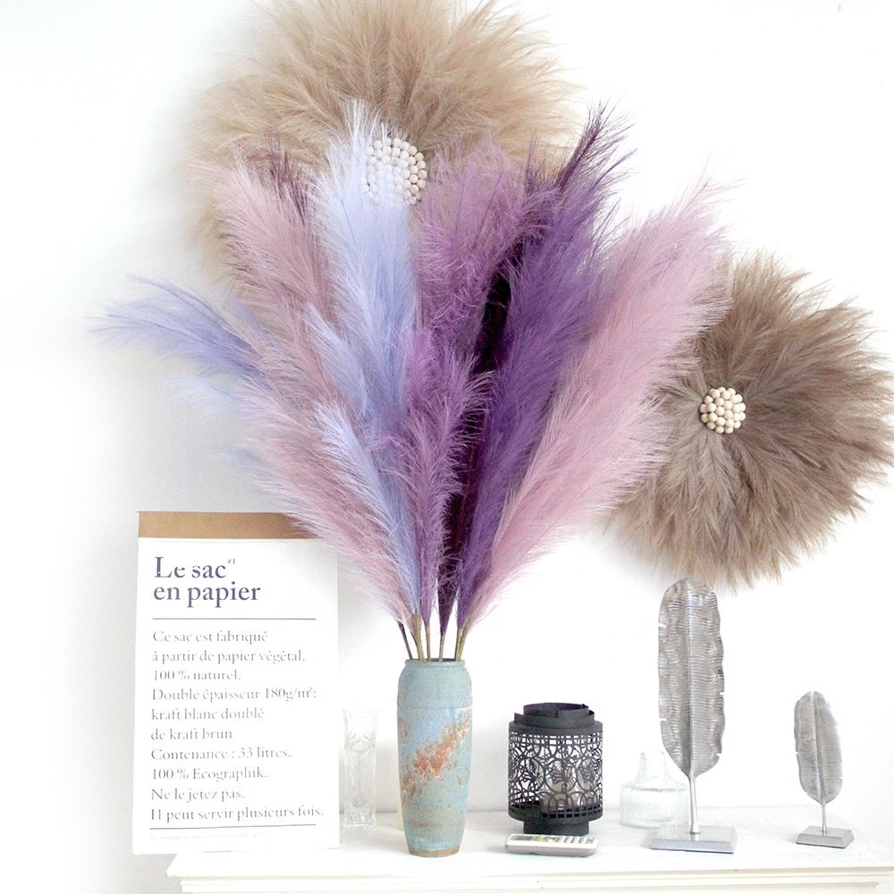 Transworld New Design 110cm Luxury Phragmites Communis Dried Flowers Decorative Supplies Artificial Flower Pampas Grass