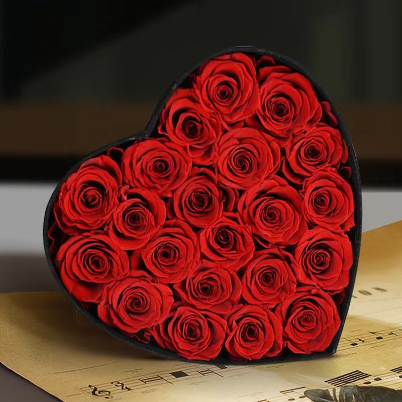Customized Logo Immortal Infinity Eternal Forever Preserved Flower Box Stabilized Preserved Roses In Round Square Heart Box