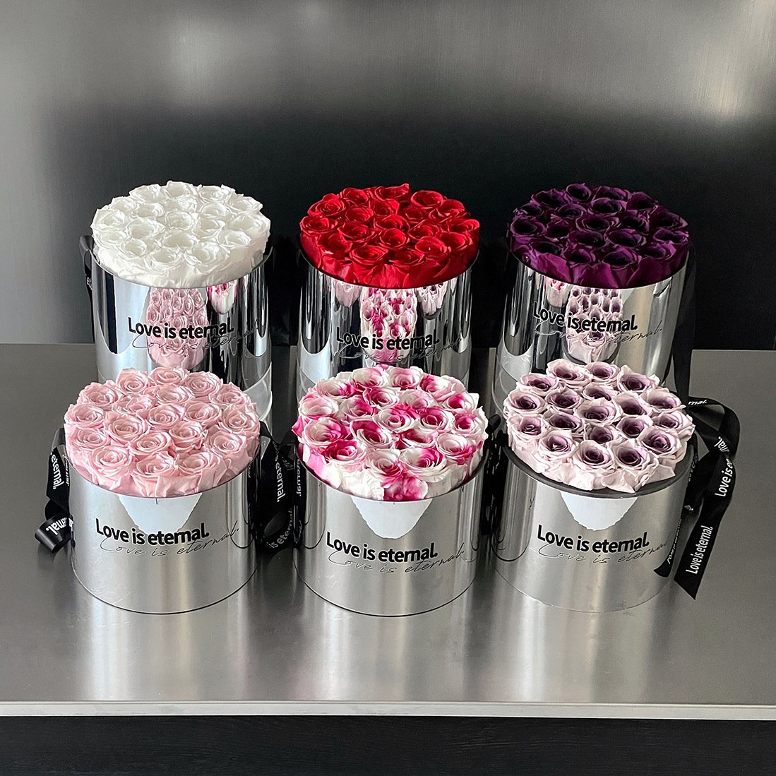 Customized Logo Immortal Infinity Eternal Forever Preserved Flower Box Stabilized Preserved Roses In Round Square Heart Box