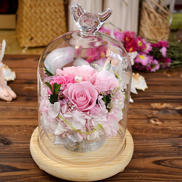 2022 New Desgin Preserved Rose Flowers in Glass for girlfriend birthday gift