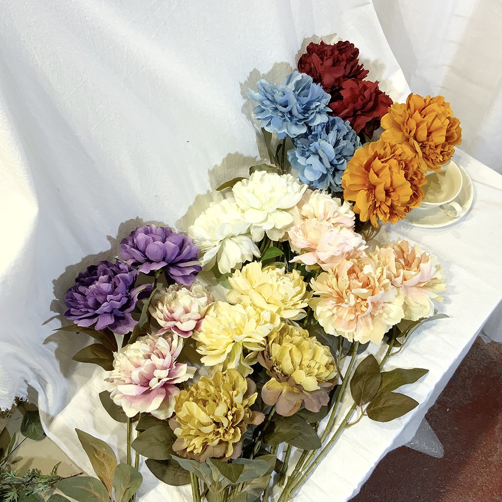 Best Selling Rose Fake Flowers For Wedding Decoration Chinese New Year Fake Decorative Silk Peony Artificial Flowers