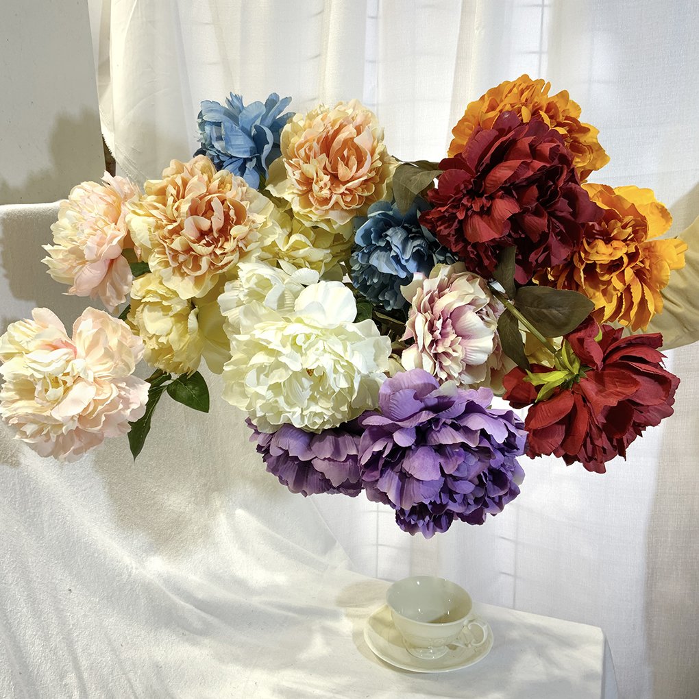 Best Selling Rose Fake Flowers For Wedding Decoration Chinese New Year Fake Decorative Silk Peony Artificial Flowers