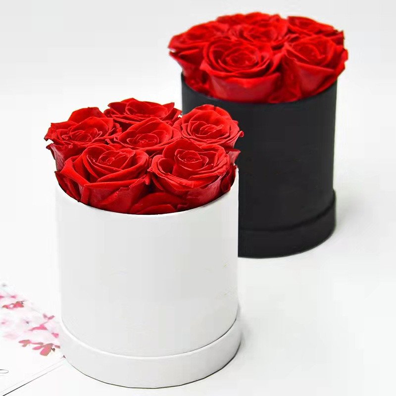Customized preserved flower wholesale real roses beautiful preserved roses in round box flower