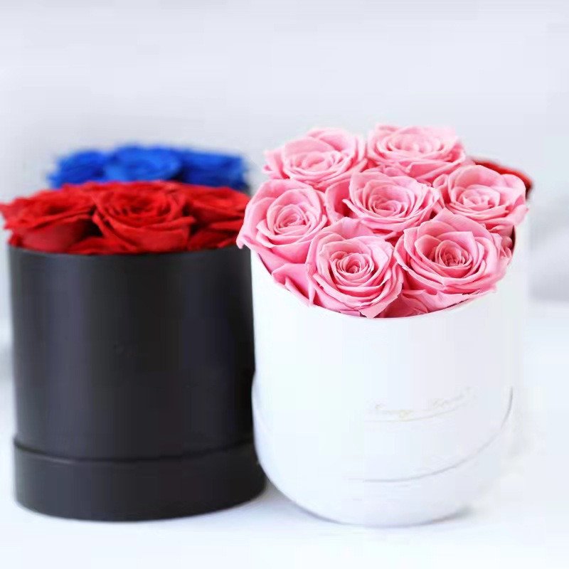 Customized preserved flower wholesale real roses beautiful preserved roses in round box flower