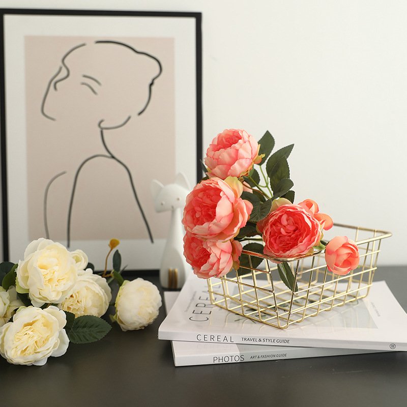 JCF468 Pink Silk Peony Bouquet Artificial Peony Flowers Bunch Bride Wedding Home Decoration Fake Flowers Faux