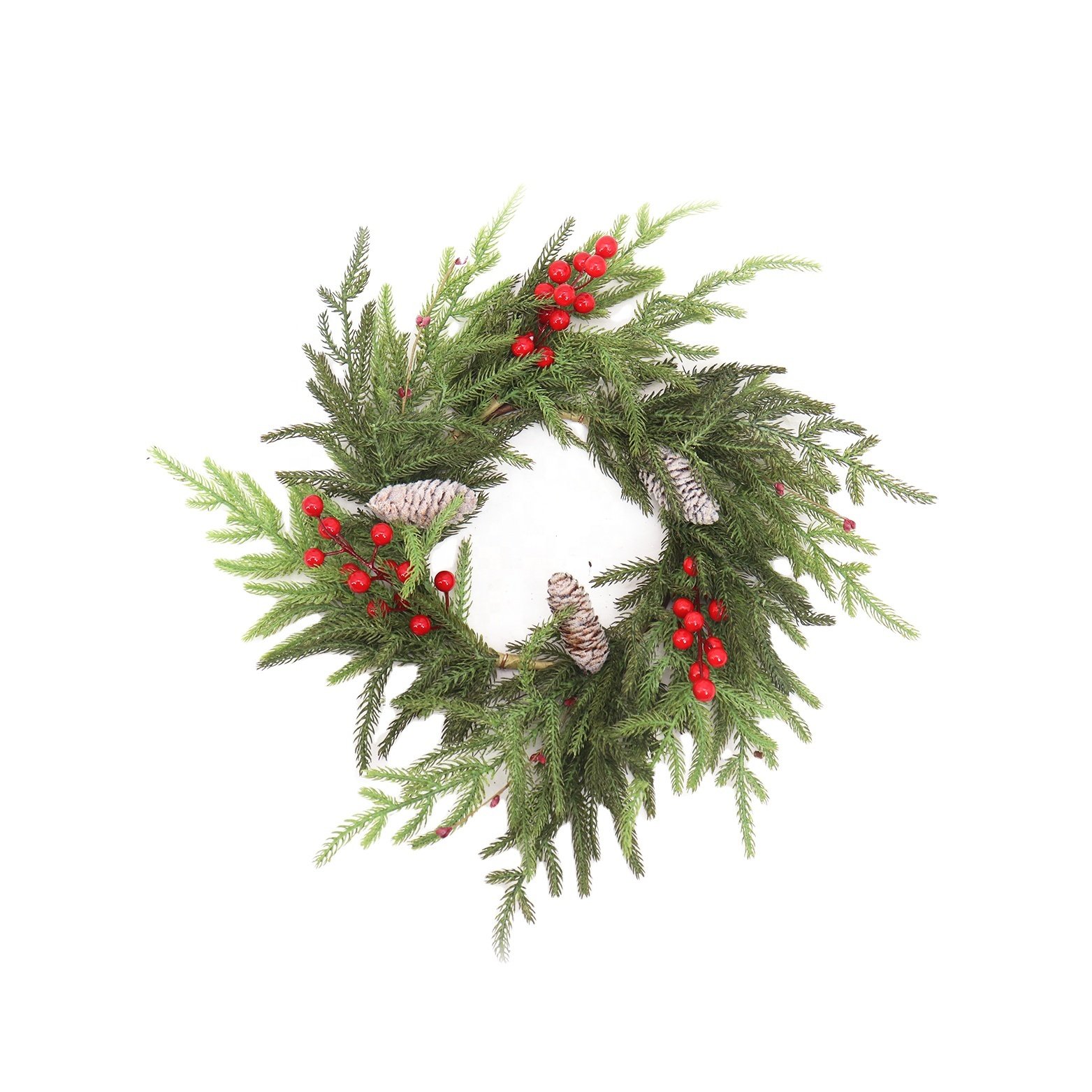 6.5 Inch Christmas Wreath Door Decoration Artificial Red Hoop Pine Cedar Fruit Preserved Flowers Plants Candle Ring Christmas