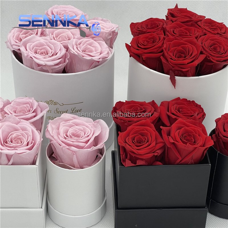 China Sennka Preserved Roses In square Gift Box For Christmas