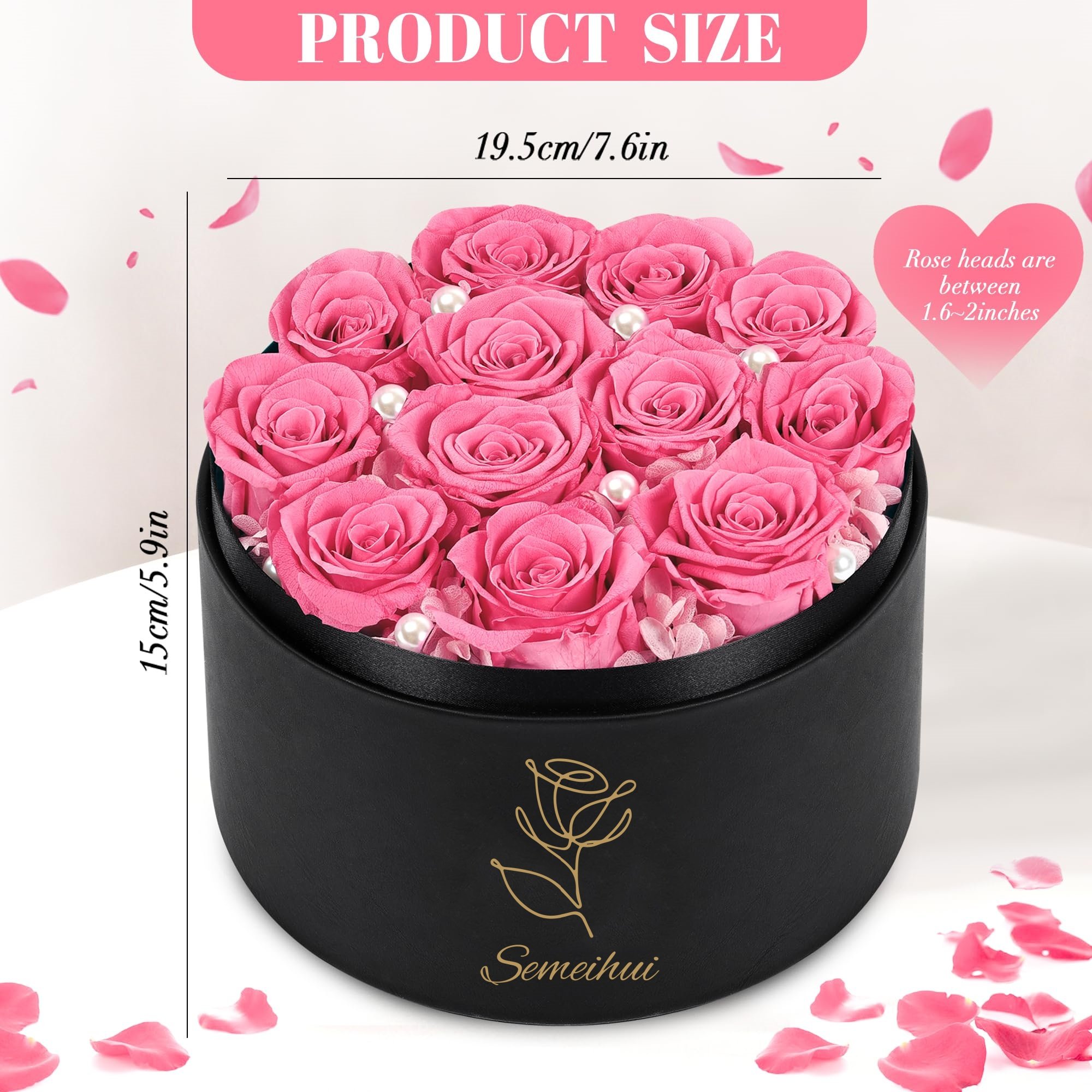 Wholesale Luxury 12-Pcs Preserved Purple Roses in round Box Eternal Christmas Gift for Valentine's Day & Mother's Day