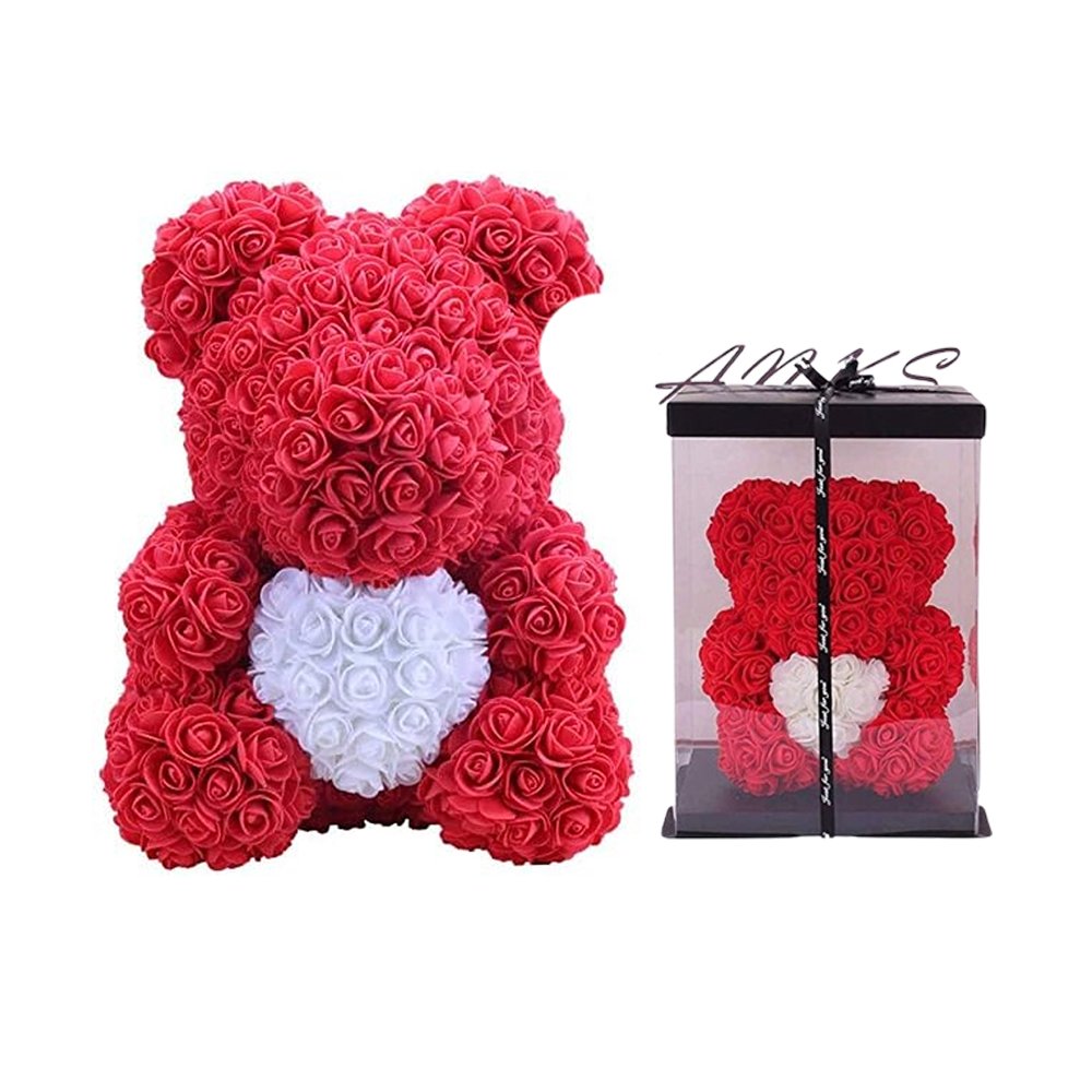 Wholesale Red Rose Teddy Bear 25cm with Gift Box Beautiful Heart Rose Bear For Valentines Day Gifts