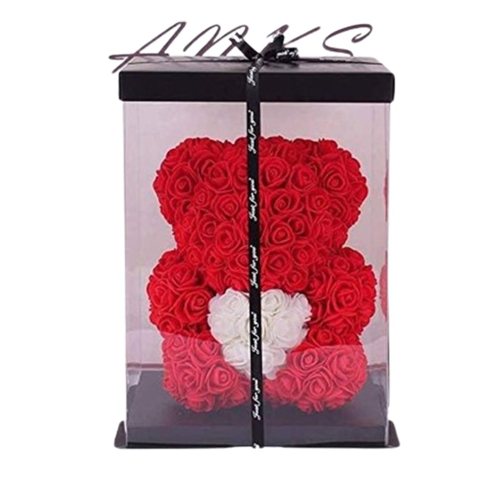 Wholesale Red Rose Teddy Bear 25cm with Gift Box Beautiful Heart Rose Bear For Valentines Day Gifts