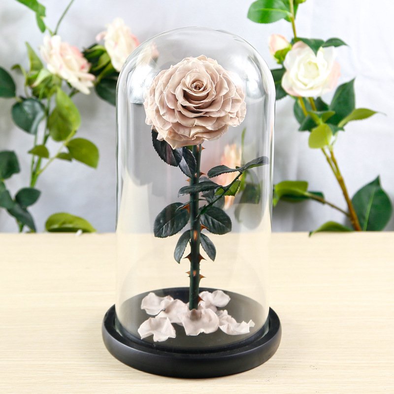 AYOYO OEM Valentines day gift factory supply natural flower in glass dome eternal rose forever roses
