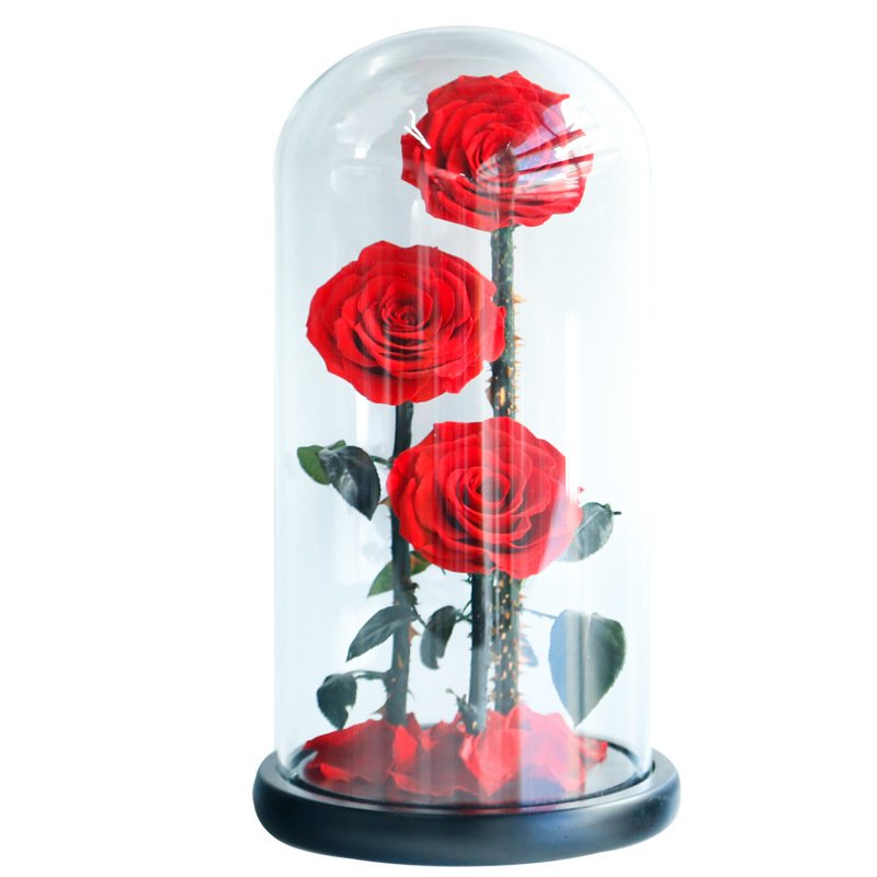 AYOYO OEM Valentines day gift factory supply natural flower in glass dome eternal rose forever roses