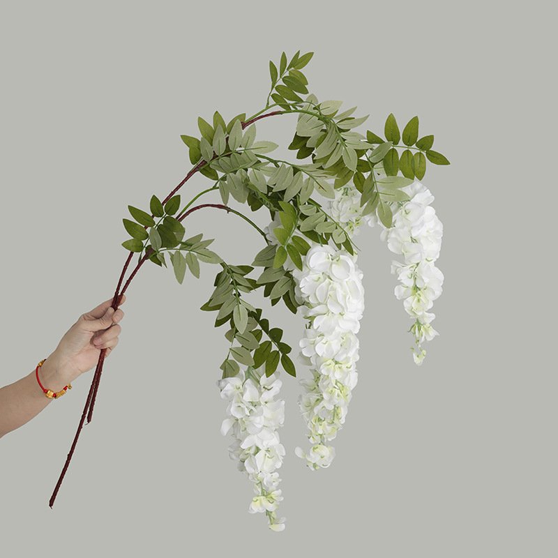 AR-517 Ceiling Wall 3 Branches Artificial 108CM Wisteria Flower Saffron Vine For Decoration Vine